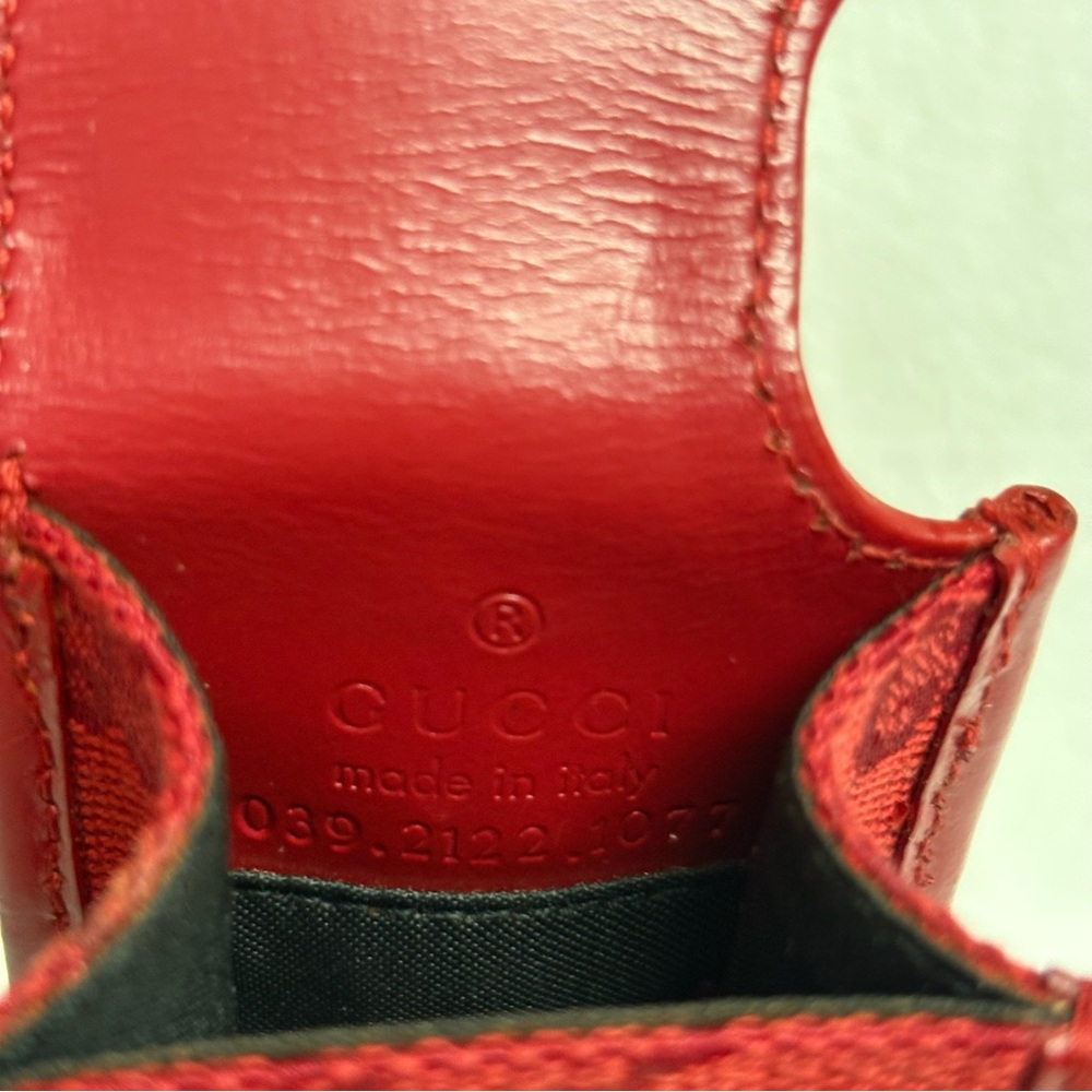 VTG GUCCI Red Belt Pouch Case GG Print Clip Old Cell Phone Pouch - Picture 10 of 15